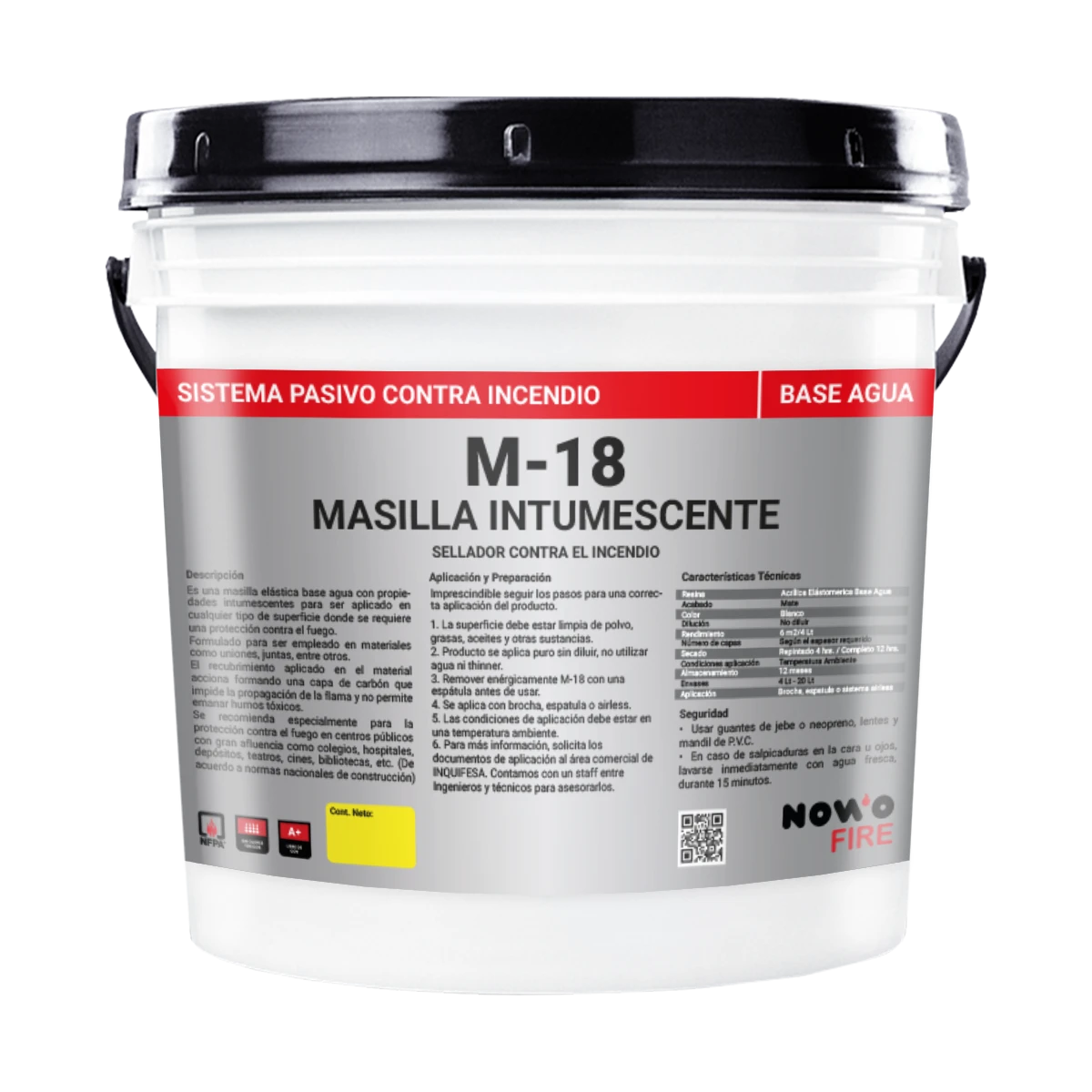Masilla Intumescente M-18 – Masilla Corta Fuego – Nowo Fire – 4L