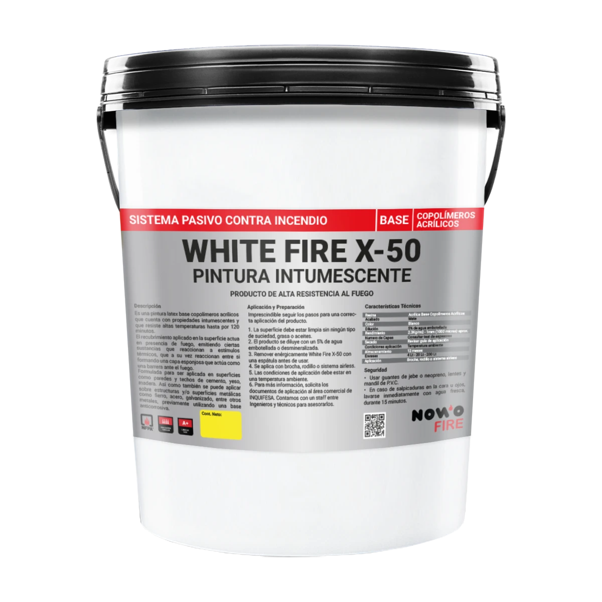 Pintura Intumescente White Fire X-50 – Para Estructuras Metalicas – Nowo Fire – 20L